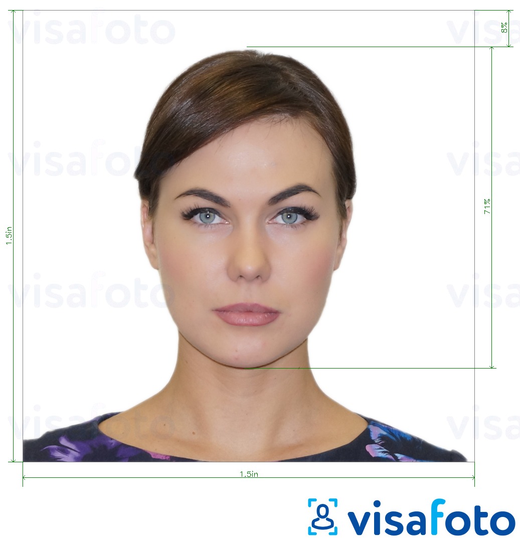 مع مواصفات الحجم الدقيقة جواز سفر الأرجنتين في الولايات المتحدة 1.5x1.5 بوصة مثال على صورة لـ 