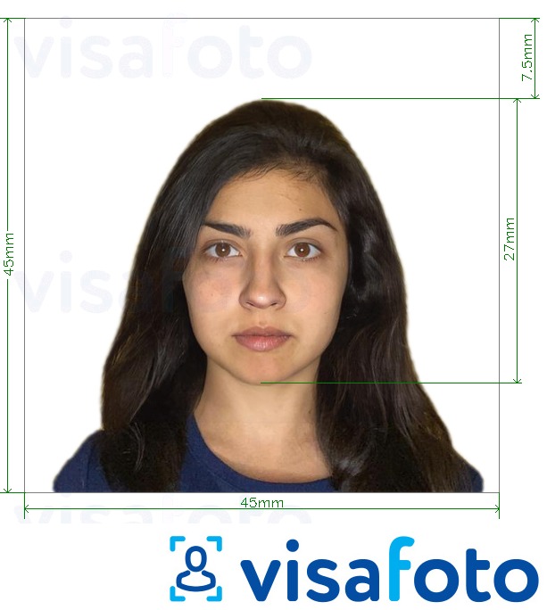 مع مواصفات الحجم الدقيقة جواز سفر تشيلي 4.5x4.5 سم مثال على صورة لـ 