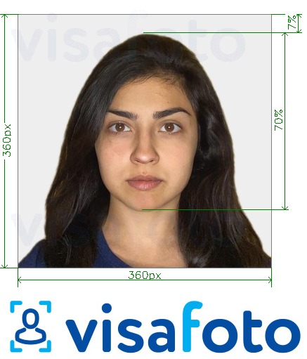 مع مواصفات الحجم الدقيقة جواز سفر الهند OCI 360x360 - 900x900 بكسل مثال على صورة لـ 