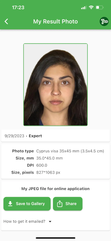 Application 7ID : Éditeur d'arrière-plan de photos de visa de Chypre