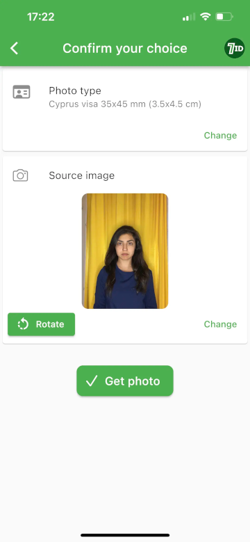 Application 7ID : Exigences en matière de photos de visa pour Chypre