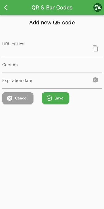 7ID অ্যাপ: একটি url থেকে QR কোড জেনারেটর