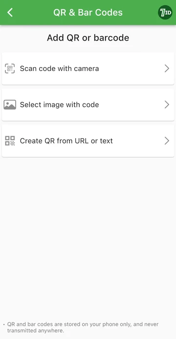 Aplicación 7ID: agregue un código QR o de barras