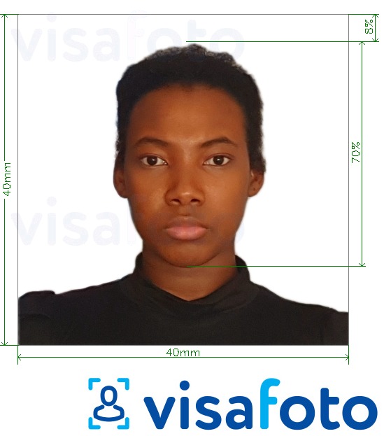 مع مواصفات الحجم الدقيقة الكونغو (برازافيل) جواز سفر 4 × 4 سم (40 × 40 مم) مثال على صورة لـ 