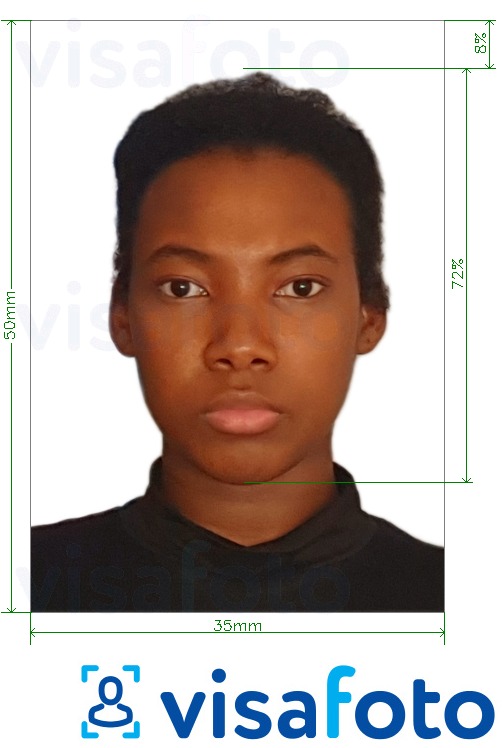 مع مواصفات الحجم الدقيقة تأشيرة غينيا كوناكري 35x50mm مثال على صورة لـ 