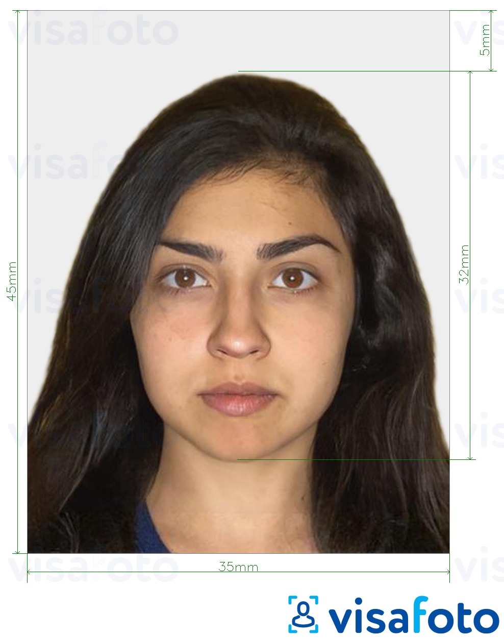 مثال على صورة جواز السفر الإسرائيلي (35 × 45 ملم)
