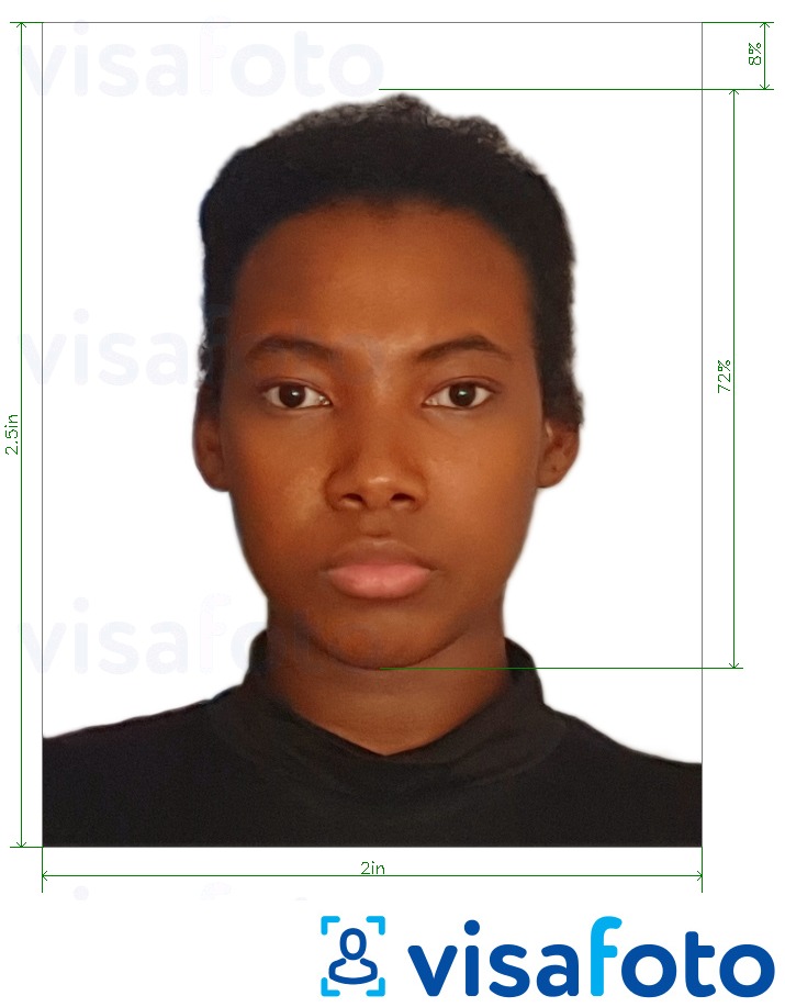 مع مواصفات الحجم الدقيقة كينيا جواز السفر الإلكتروني 2x2.5 بوصة مثال على صورة لـ 