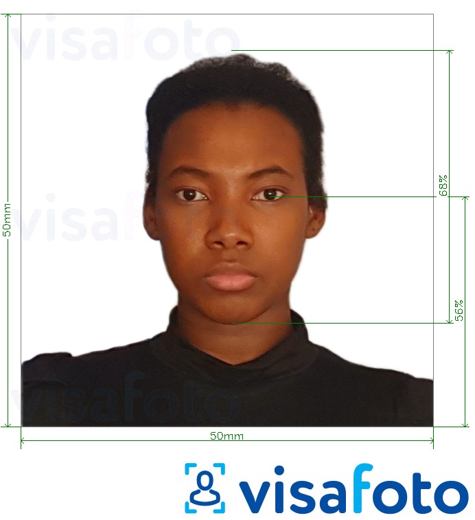 مع مواصفات الحجم الدقيقة تأشيرة مدغشقر 5 × 5 سم (50 × 50 مم) مثال على صورة لـ 