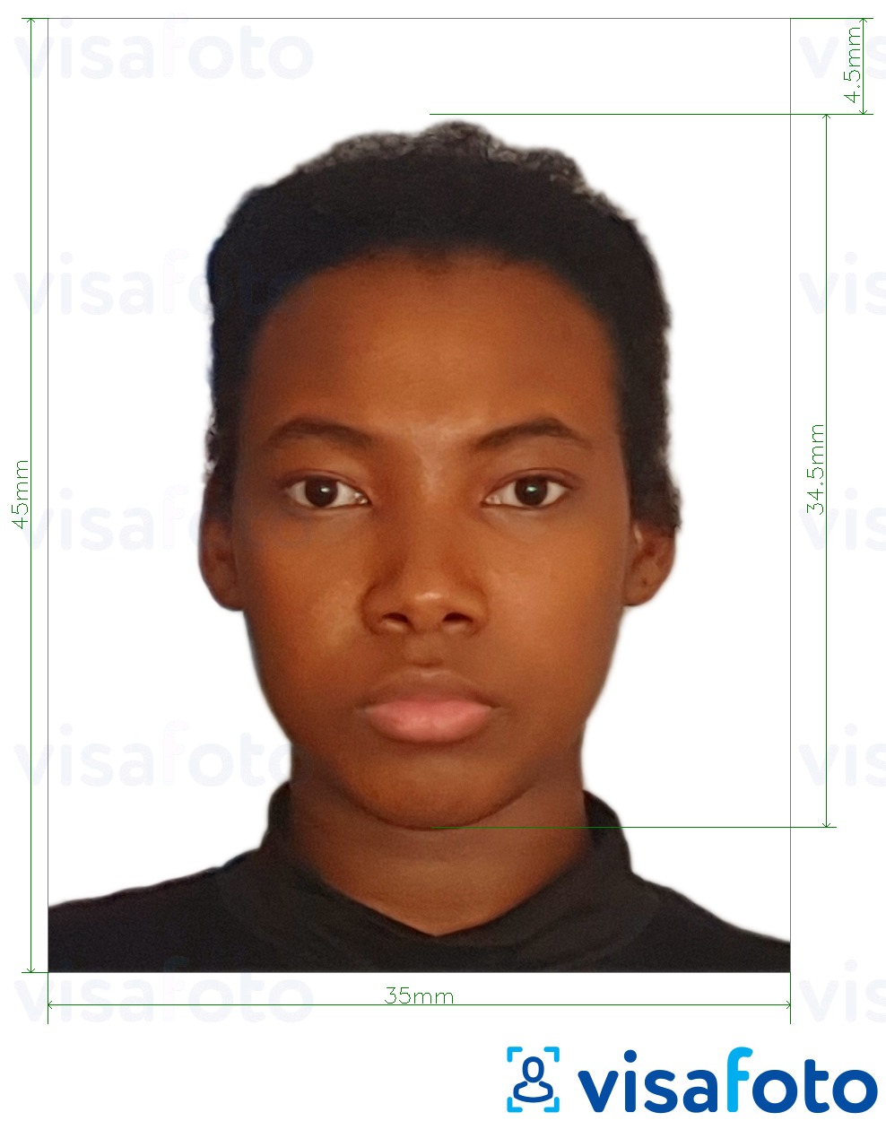 مع مواصفات الحجم الدقيقة جواز سفر نيجيريا 35x45 مم مثال على صورة لـ 