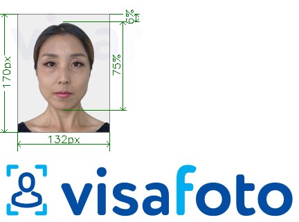 مع مواصفات الحجم الدقيقة تايلاند التأشيرة الإلكترونية 132x170 بكسل مثال على صورة لـ 