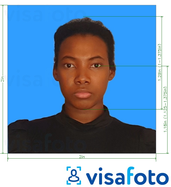 مع مواصفات الحجم الدقيقة بنك تنزانيا أزانيا 2x2 بوصة خلفية زرقاء مثال على صورة لـ 