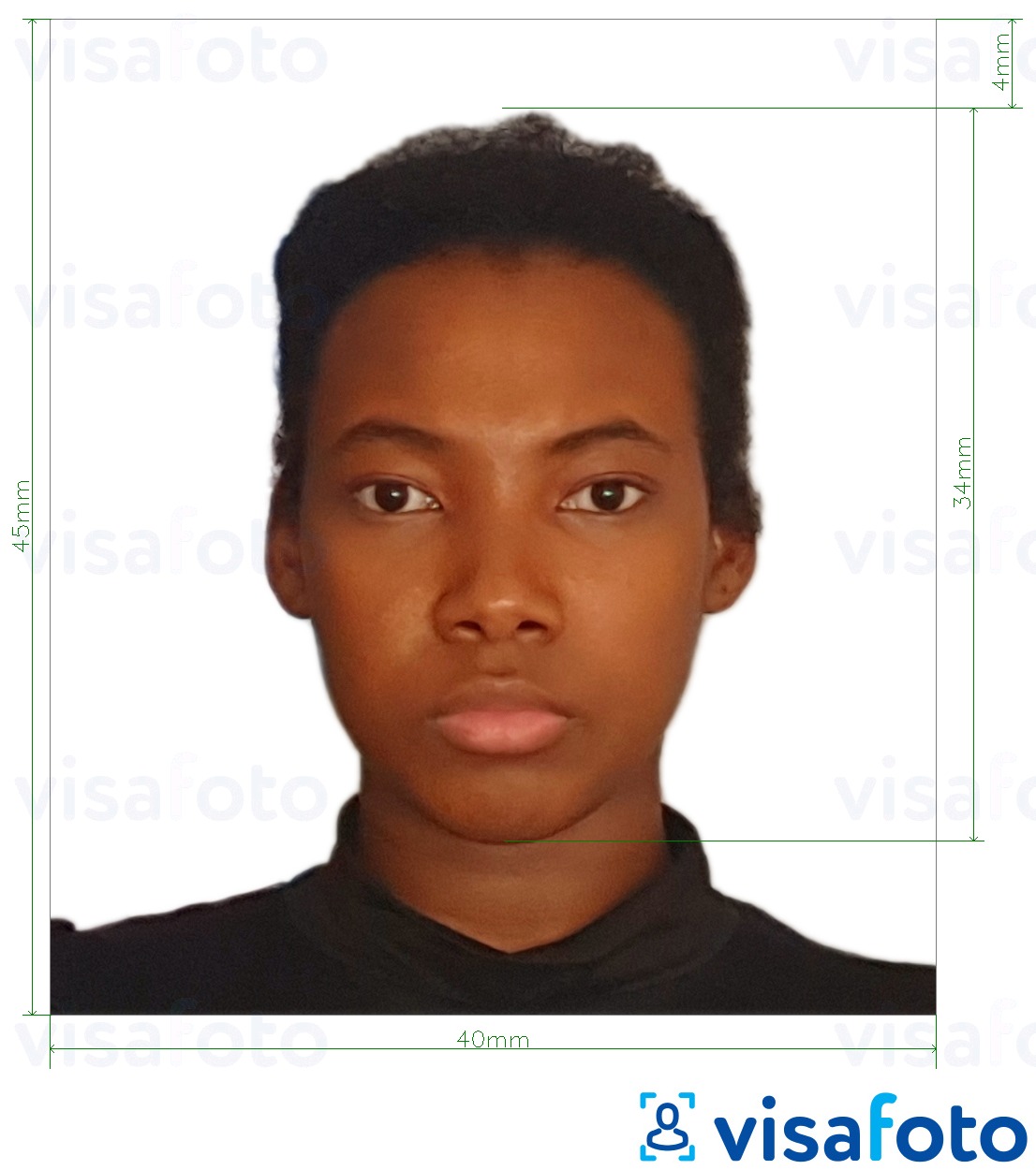 مع مواصفات الحجم الدقيقة جواز سفر تنزانيا 40 × 45 مم (4x4.5 سم) مثال على صورة لـ 