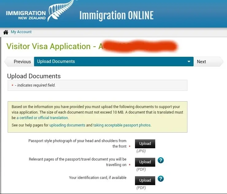 شاشة تطبيق صور تأشيرة نيوزيلندا